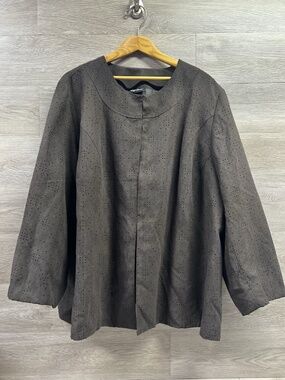 Maggie Barnes Women's Button Up Cardigan/ Sweater 3X 26/28 Brown w/ Design EUC